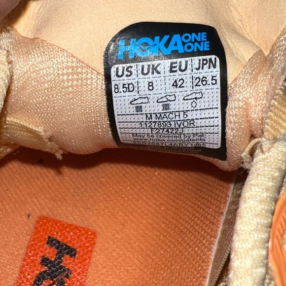 Hoka One One Mach 5 Running Shoes men’s size 8.5 Orange Blue - Picture 7 of 9